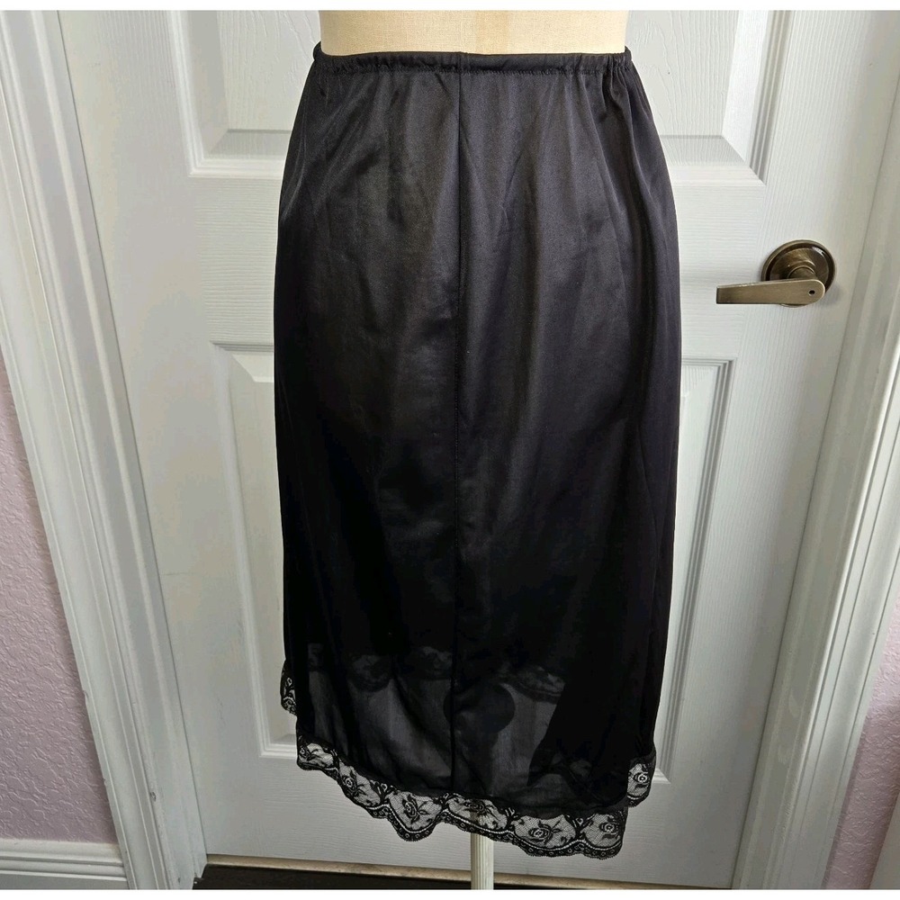 Vintage Kayser Black Nylon Lace Half Slip Size M Long‎ Made In The USA Lingerie